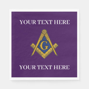 Masonic Freemason Square and Compass Purple Napkin