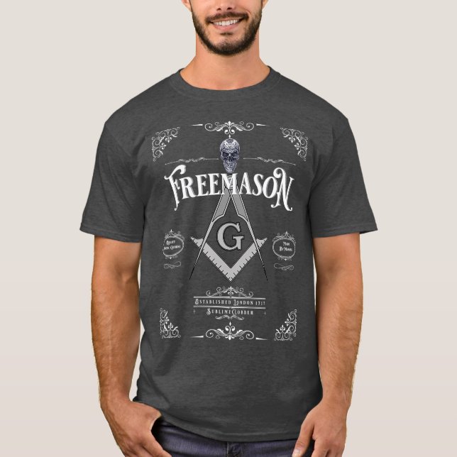 Masonic Freemason with square  compasses and T-Shirt (Front)
