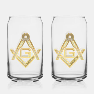 Masonic Golden Rush Can Glass