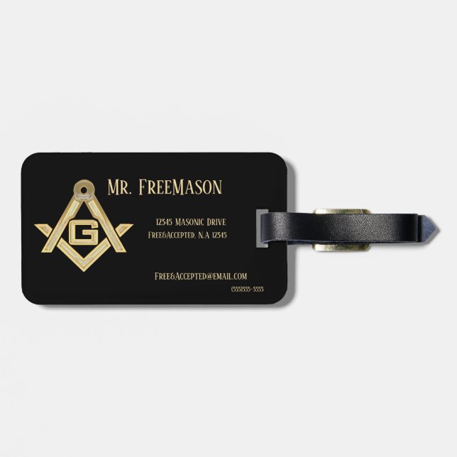 Masonic Golden Rush Luggage Tag (Back Horizontal)