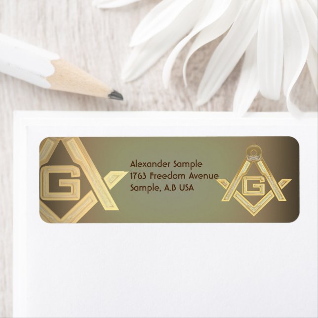 Masonic Golden Rush Return Address Label (Insitu)