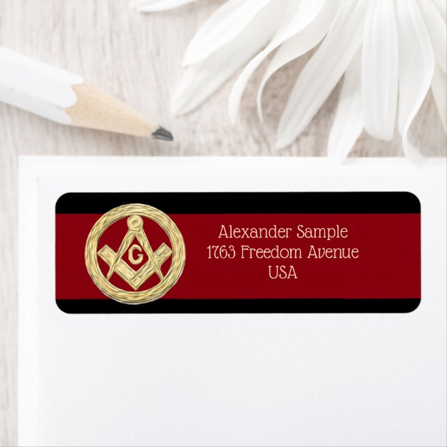 Masonic Golden Rush Return Address Label (Insitu)