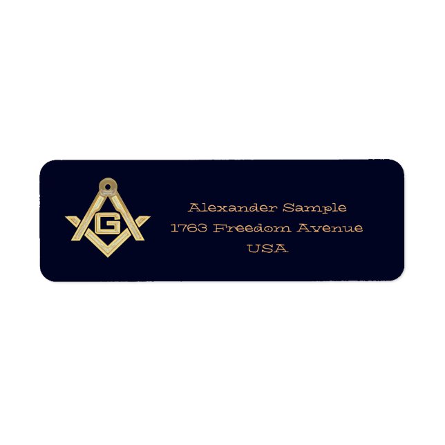 Masonic Golden Rush Return Address Label (Front)