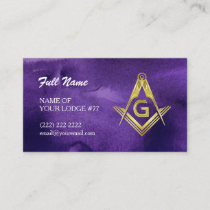Masonic Grand Lodge Business Cards Purple & Gold