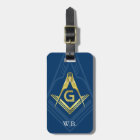 Masonic Luggage Tags | Navy Blue Gold Freemason
