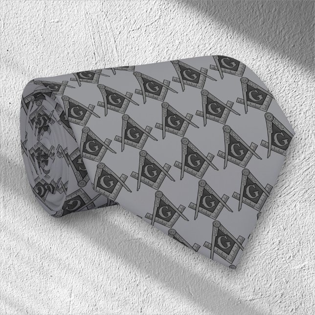 Masonic Masonry Freemason Grey Pattern Tie (Creator Uploaded)