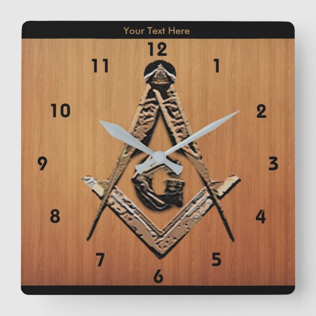 Masonic Minds (Golden) Square Wall Clock (Front)
