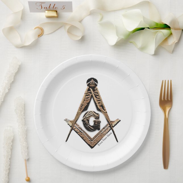 Masonic Minds (GoldenBrownish) Paper Plate (Wedding)