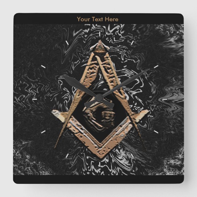 Masonic Minds (GoldenSwish) Square Wall Clock (Front)