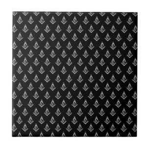 Masonic Pattern (Black) Ceramic Tile