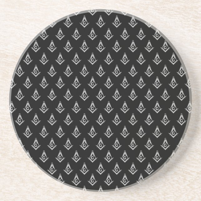 Masonic Pattern (Black) Coaster (Front)