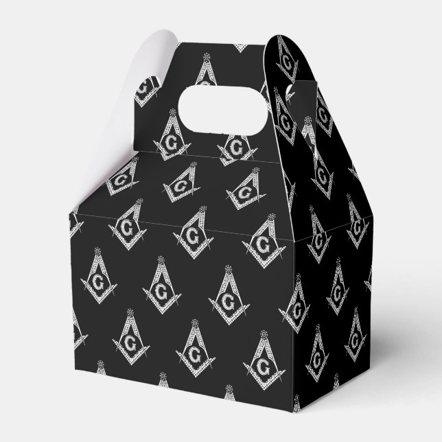 Masonic Pattern (Black) Favour Box (Front Side)