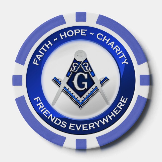 Masonic Piker Poker Chips Blue (Front)