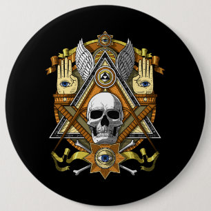 Masonic Skull 6 Cm Round Badge