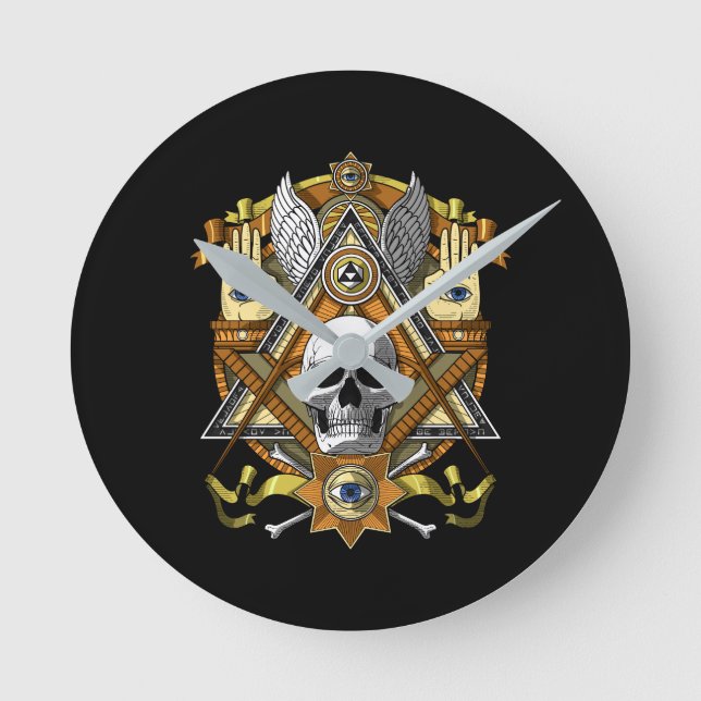 Masonic Skull Round Clock (Front)