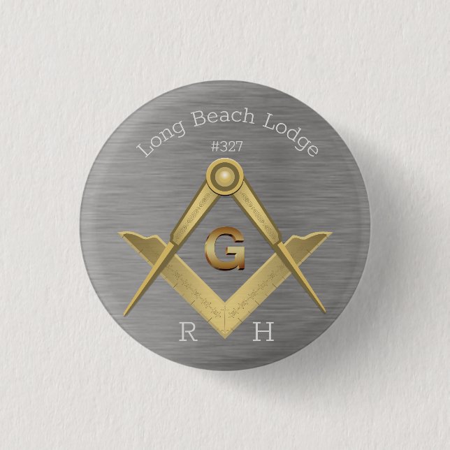 Masonic Square and Compass Monogram 3 Cm Round Badge (Front)