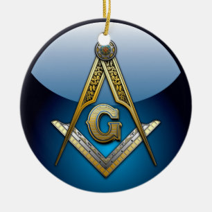 Masonic Square and Compasses Ceramic Ornament