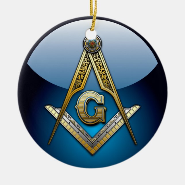 Masonic Square and Compasses Ceramic Ornament (Front)