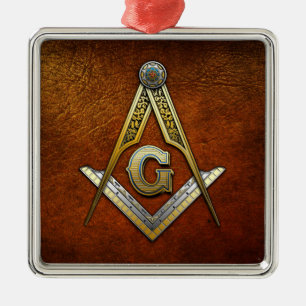 Masonic Square and Compasses Metal Ornament