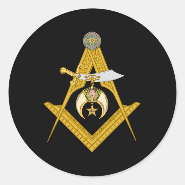 Masonic Square And Compasses Shriners Dad Father'S Classic Round Sticker (Front)