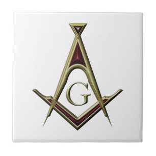 Masonic Square & Compass Ceramic Tile