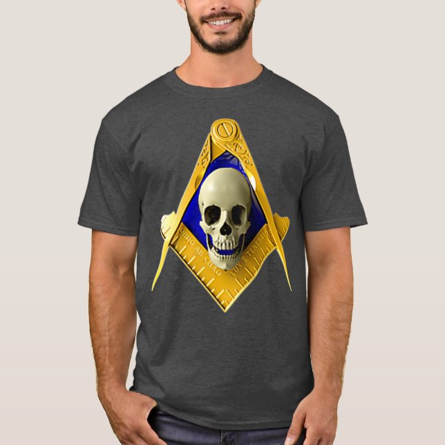 Masonic  Square Compass Skull Freemason T-Shirt (Front)