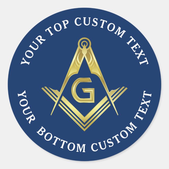 Masonic Stickers | Navy Gold Square & Compass (Front)