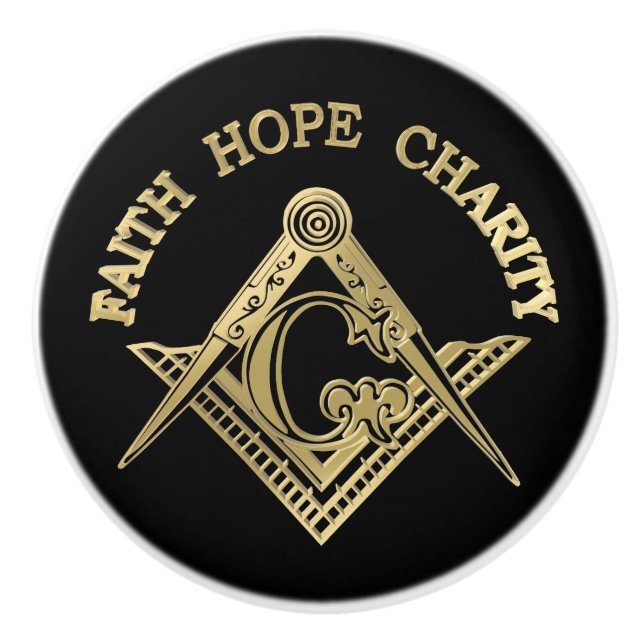 Masonic symbol ceramic knob (Front)