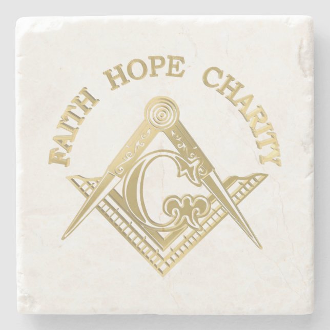 Masonic symbol stone coaster (Front)