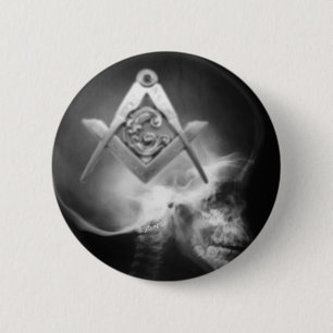 Masonic X-Ray Alien Skull 6 Cm Round Badge
