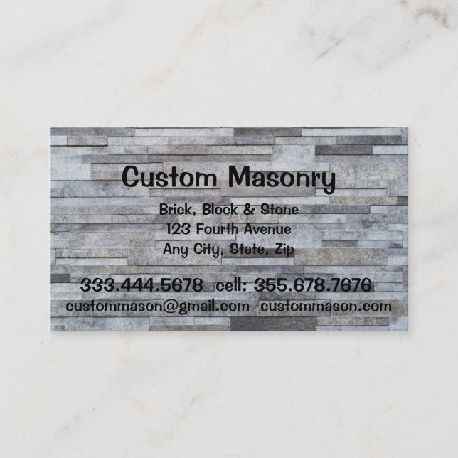 Masonry Brick, Block Stone Custom Business  Business Card (Front)