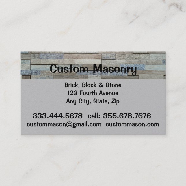Masonry Brick, Block Stone Custom  Business Card (Front)