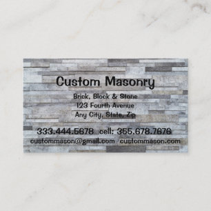 Masonry Brick, Block Stone Custom   Business Card