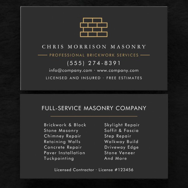 Masonry Brick Mason Contractor Company Business Card (Creator Uploaded)