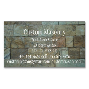 Masonry Brick Rock Stone Block Custom  Magnetic Business Card