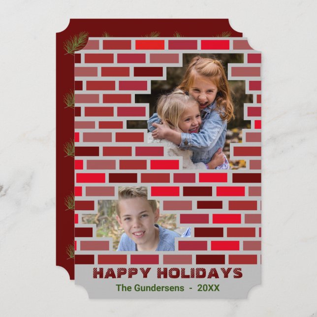 Masonry Bricks Stone Worker Blocks Christmas Invitation (Front/Back)