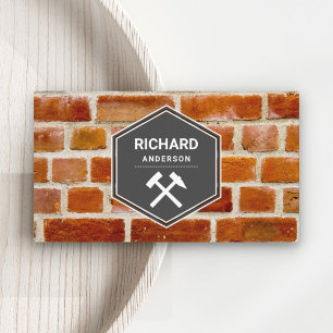 Masonry Construction Red Bricks Wall Bricklaying Business Card