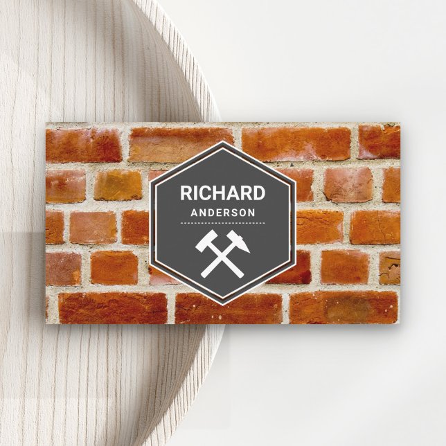 Masonry Construction Red Bricks Wall Bricklaying Business Card (Creator Uploaded)