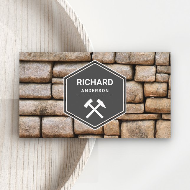 Masonry Construction Stone Wall Stoneworks Business Card (Creator Uploaded)