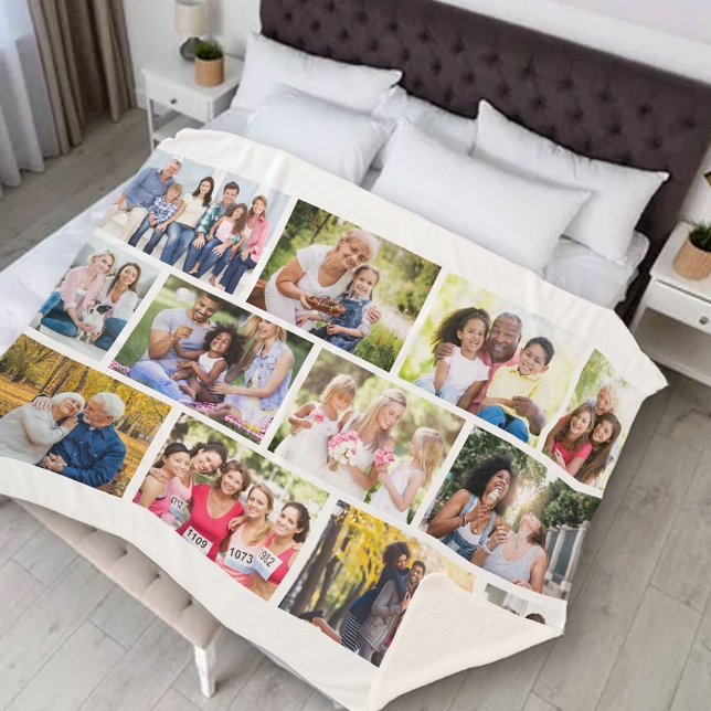 Masonry Grid 12 Photo Collage White Sherpa Blanket (Creator Uploaded)