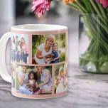 Masonry Grid Soft Pink 8 Photo Collage Coffee Mug<br><div class="desc">Personalised coffee mug with a trendy masonry grid style photo collage of your own photos. The design has a background colour of soft pink, which you can edit if you wish. (click "customise further" or message me for assistance). The photo template is set up for you to upload 8 of...</div>
