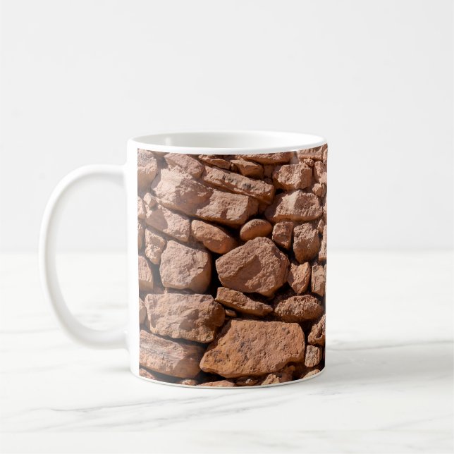 Masonry texture from large rough red stones. Weath Coffee Mug (Left)