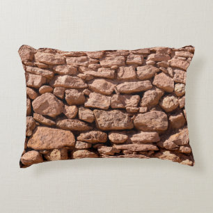 Masonry texture from large rough red stones. Weath Decorative Cushion