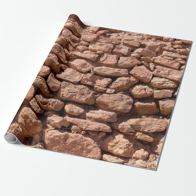 Masonry texture from large rough red stones. Weath Wrapping Paper (Unrolled)