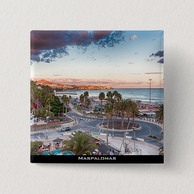 Maspalomas Beach Boulevard 15 Cm Square Badge (Front)
