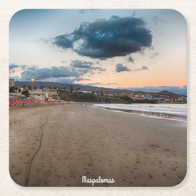 Maspalomas Sunset Square Paper Coaster (Front)
