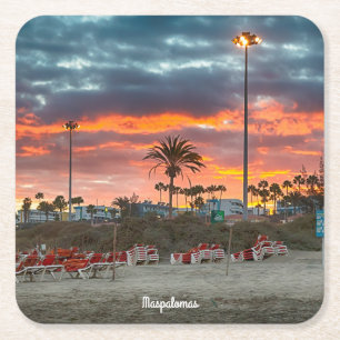 Maspalomas Sunset Square Paper Coaster