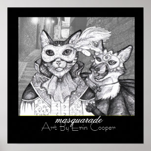 Masquarade Cat, Art Print By Erin Cooper