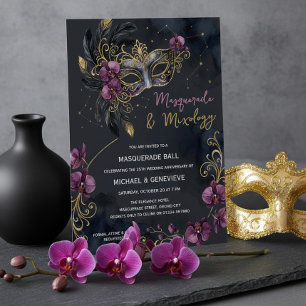 Masquerade and Mixology Halloween Cocktail Party Invitation