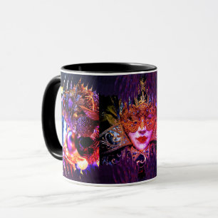 Masquerade ball beauty face mask art pink purple  mug